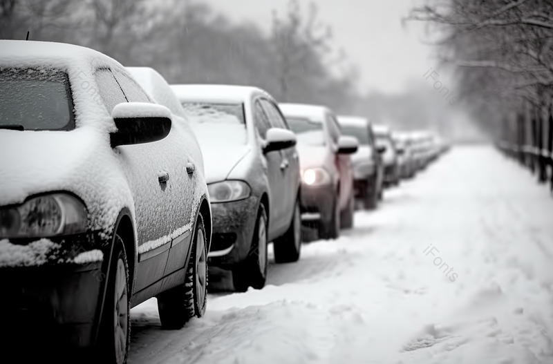 下雪天停在道路边的小汽车背景,高清,摄影图,摄影图片,图片大全,摄影图免费下载